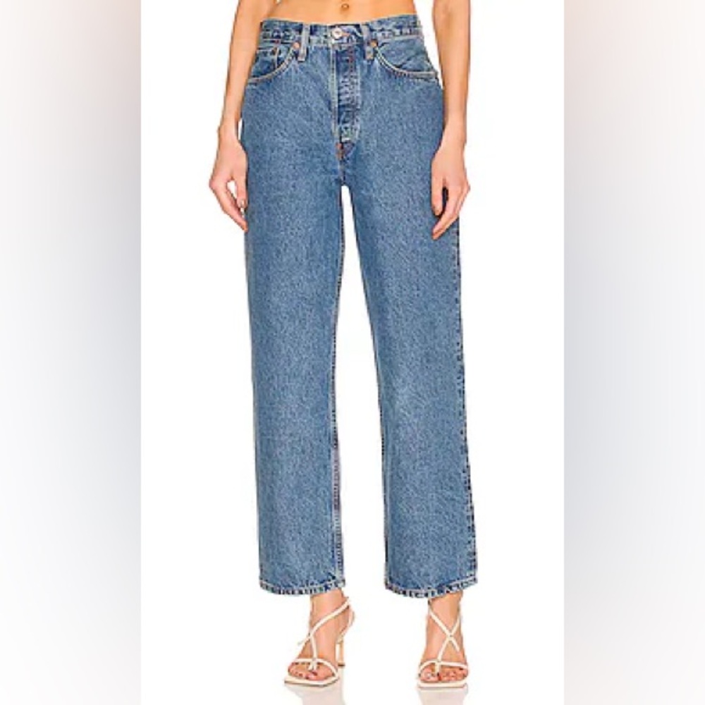 RE/DONE Crop Low Slung Jean Blue Mere